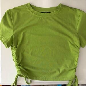 SHEIN Lime Green Ruched Crop Top